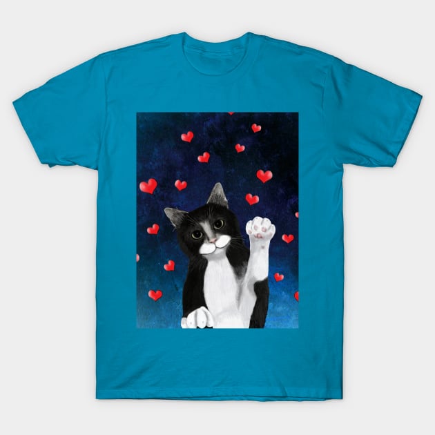 Loving Tuxedo Cat T-Shirt by 2HivelysArt